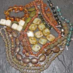 Green & Brown Picasso Czech Glass Beads And Toho Seed Collection