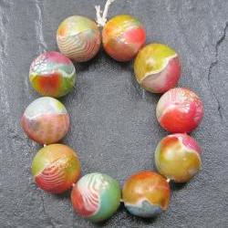 Set of 10 Handmade Polymer Clay Round Beads Pink Blue Green Orange Yellow White